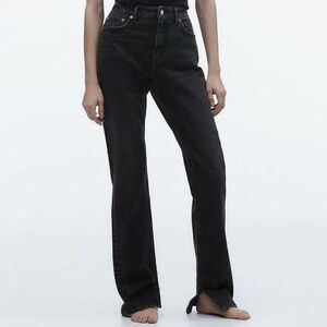 Zara black split hem jeans
